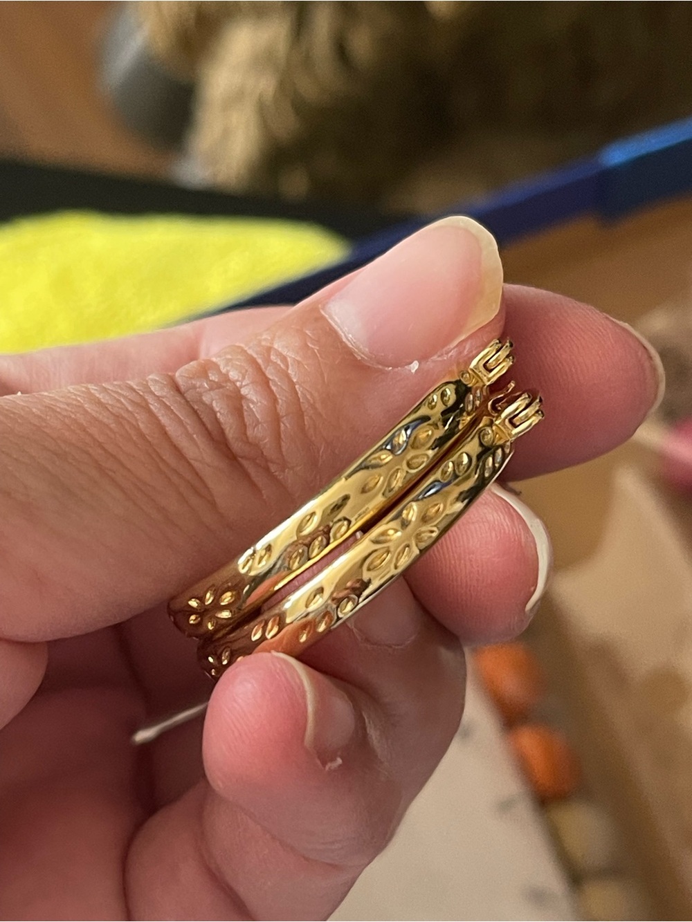 Textured Gold Floral Hoop Earrings - Women Jewelry